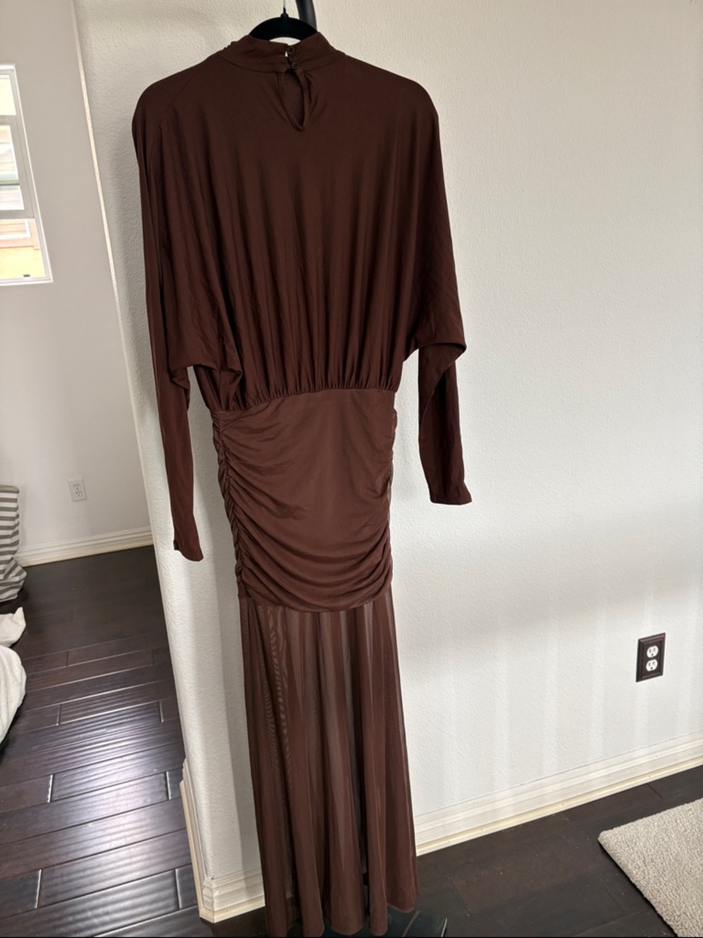 Commense Turtleneck Long Dress Drape Rushed Mesh Dress NWT Size S - Picture 4 of 6